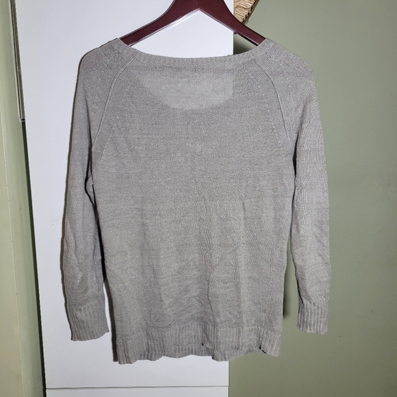 ❤️ 3 For $35 J Crew linen sweater crew neck long sleeve light weight neutral XS - Picture 2 of 4